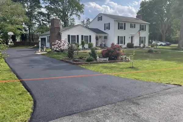 After repair for crack in driveway