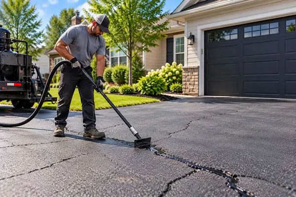 Residential Driveway Crack Filling Residential Driveway Crack Filling